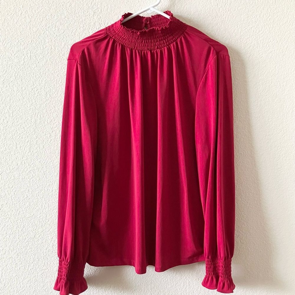 Adrianna Papell Preppy Casual Office Career Modern Long Sleeve Blouse Large